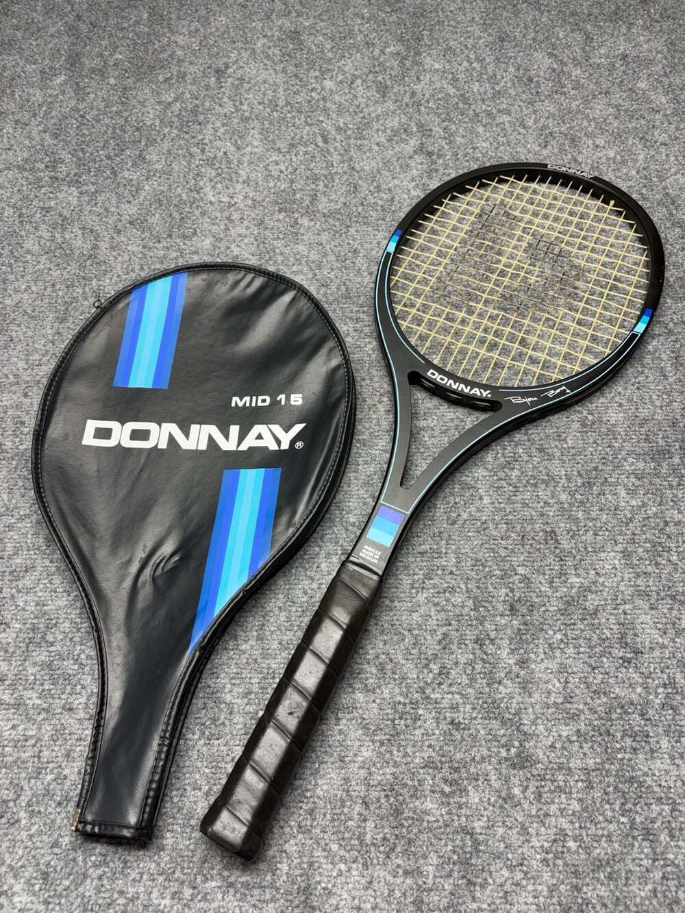 Donnay Mid 15 Bjorn Borg Tennis Racket & Cover Leather Grip Light 4-orig strings